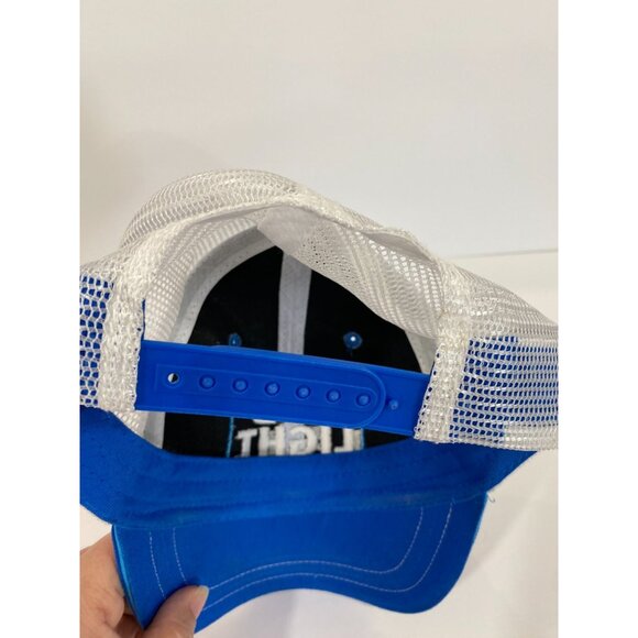 Men's Bud Light Blue & White Mesh Trucker Snapback Hat Adjustable Beer Logo Cap - Picture 6 of 7